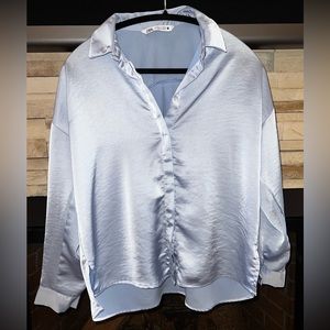 Light Blue Satin Blouse